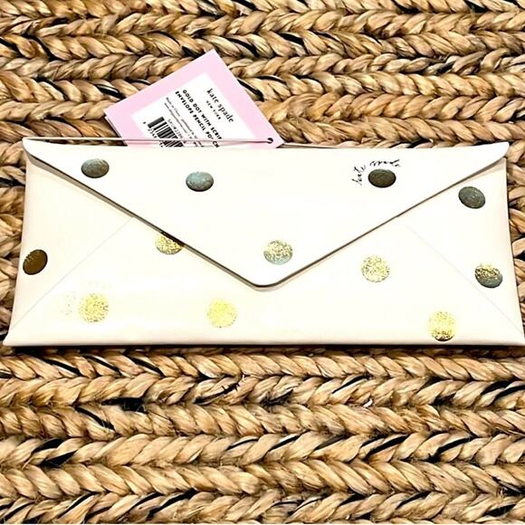Kate Spade NWT Gold Dot with Script Envelope Pencil Pouch - Picture 3 of 7